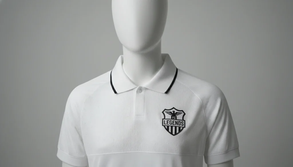 Retro football shirt trends 2026 showing classic polo collar and centered badge.