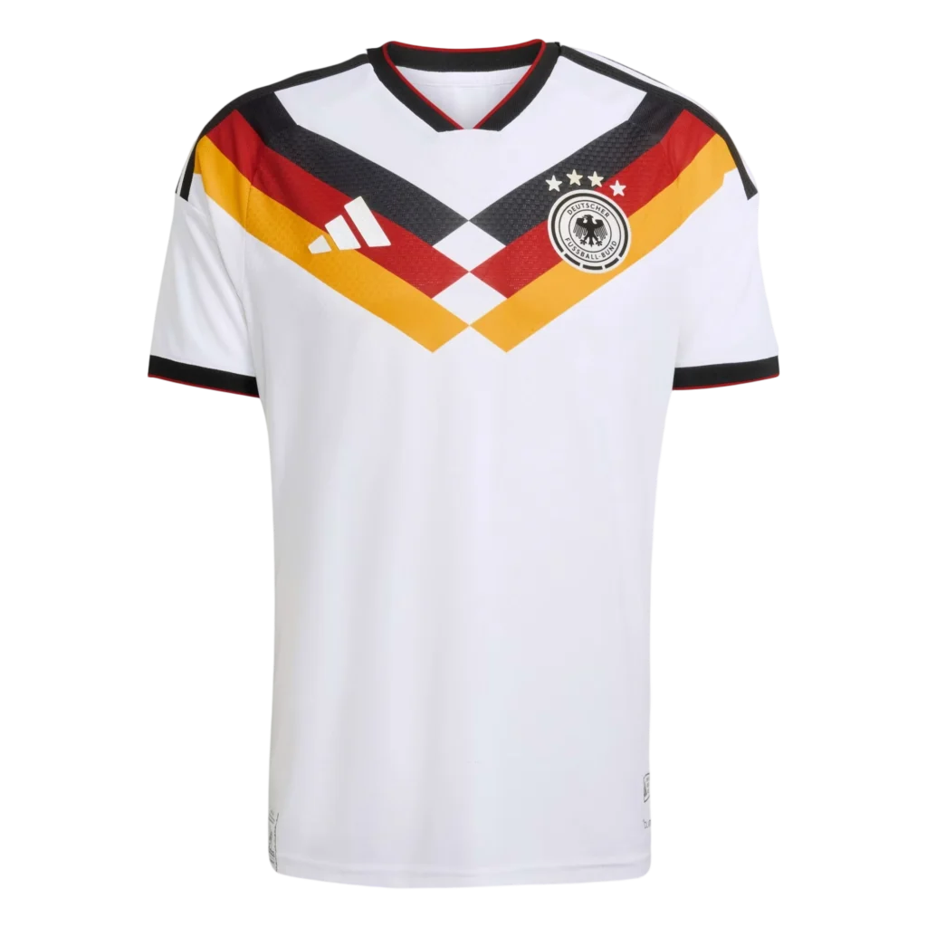 Front view of authentic Germany 2026 World Cup home soccer jersey player version with slim fit design.